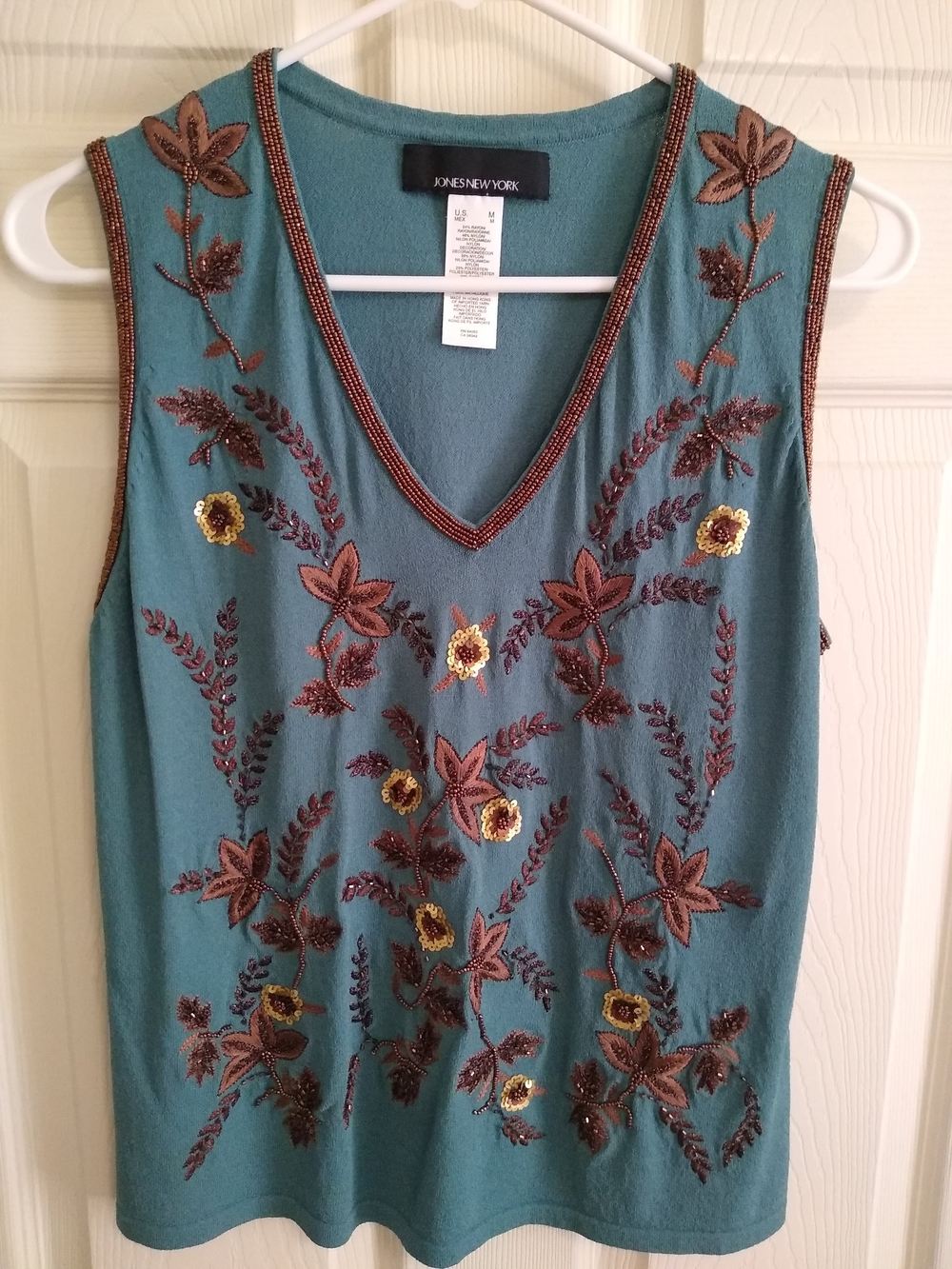 Floral Sequin Embroidered V-Neck